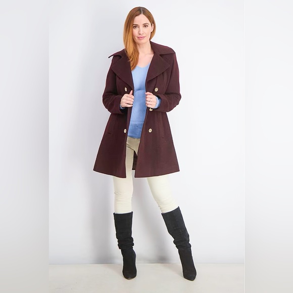 Michael kors merlot double breasted peacoat with hood - Picture 3 of 12